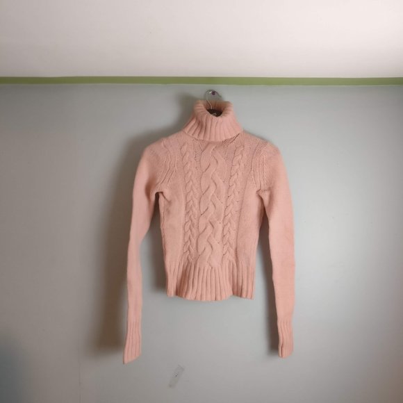 Vintage Pink Wool Sweater, 100% Pure Lambswool Turtleneck Sweater - Picture 7 of 7